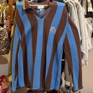 BDG V-Neck Sweater in Blue and Brown